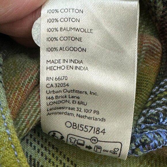 Free People We The Free Izzie Cargo Shirt Plaid Oversized Green Multi Size XS - Picture 8 of 11